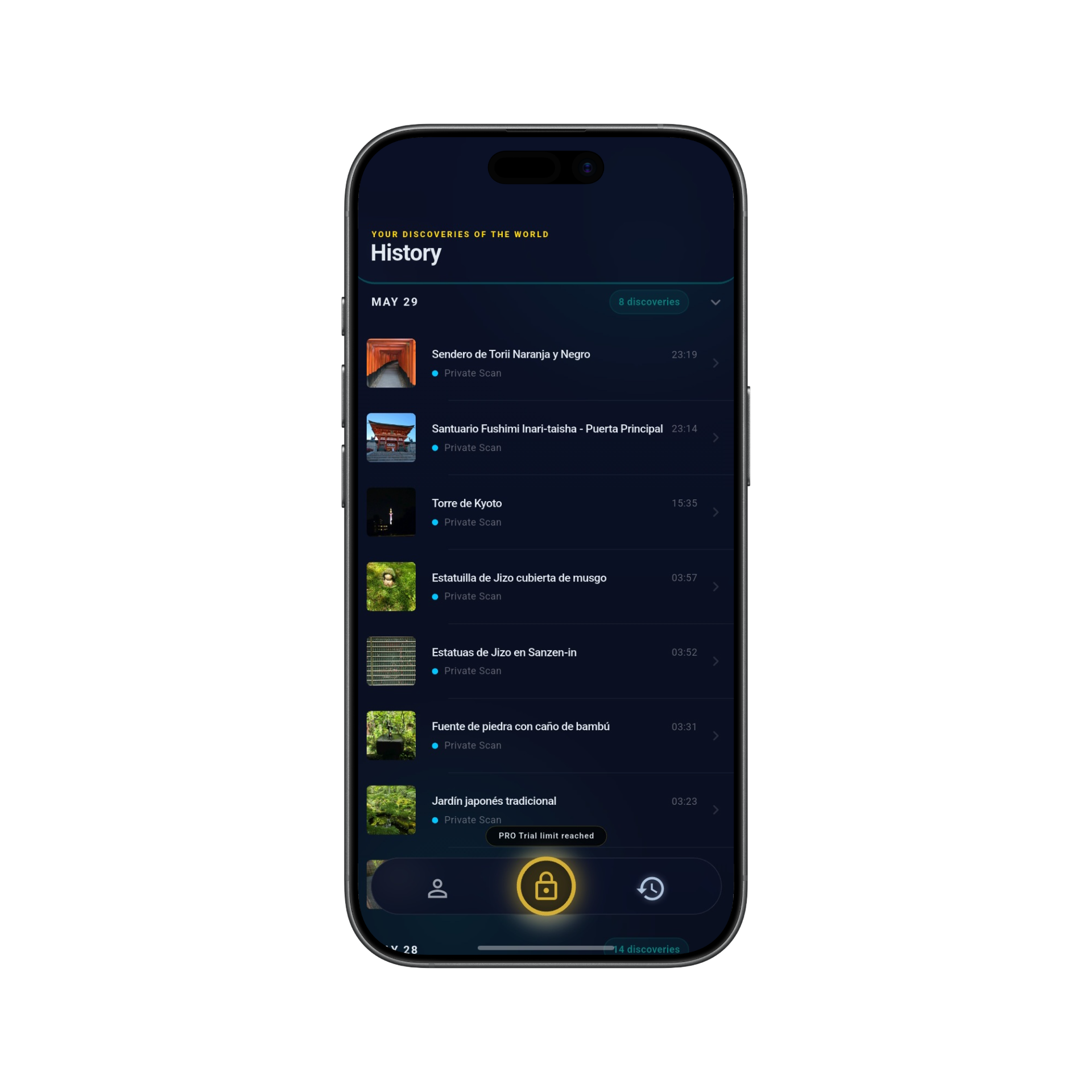 History and narration screen